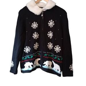 VTG Designer original zip up , winter holiday sweater, cardigan